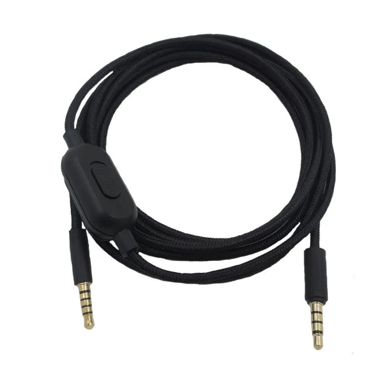 Black universal audio cable for gaming headsets with oxygen-free copper construction