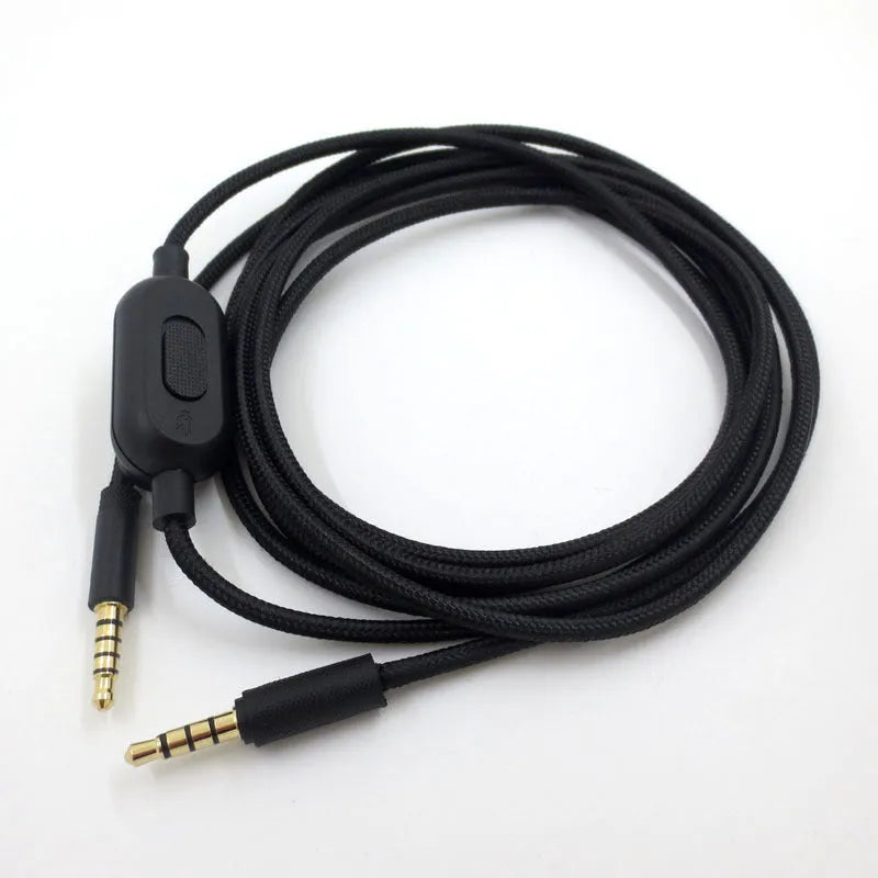 Black universal audio cable for gaming headsets with oxygen-free copper construction