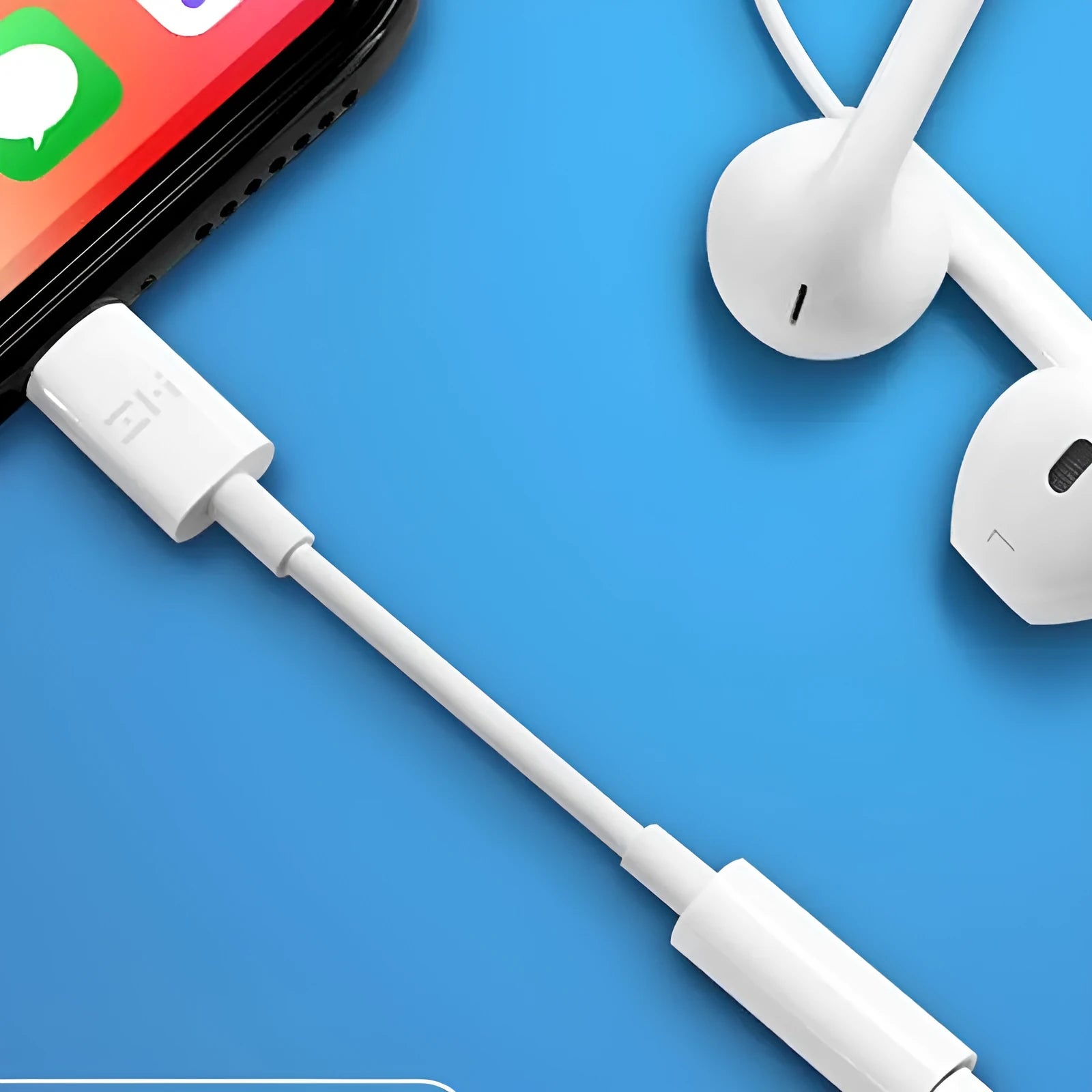 White Lightning to 3.5mm audio adapter cable for iPhone compatibility with charging port
