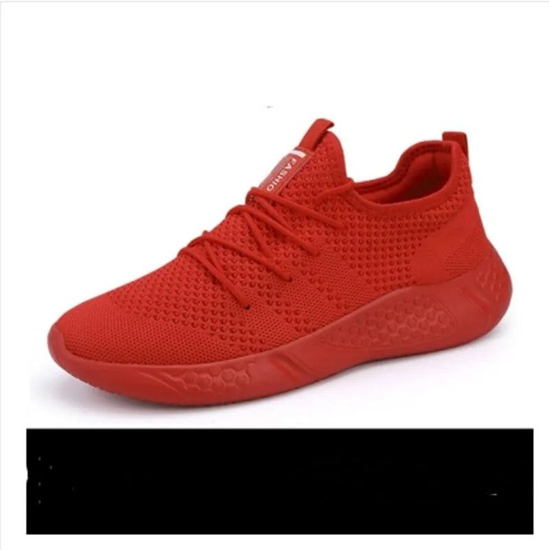 Men's black and white mesh sport sneakers with PVC soles for casual jogging