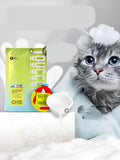 Pack of 4 natural pet deodorant wipes with sugarcane and olive leaf extract on green background
