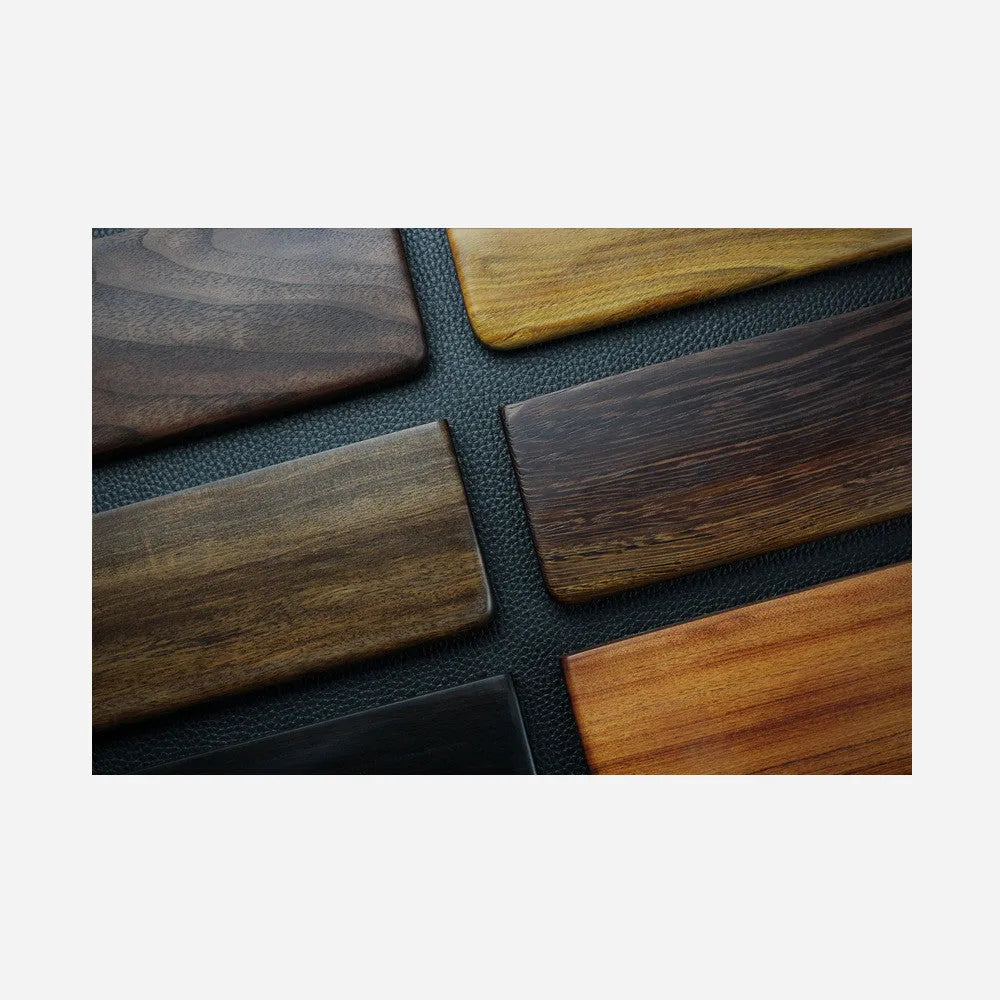 Black walnut wooden keyboard hand rest measuring 30cm long for 60% mechanical keyboards