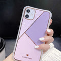 Geometric marble plating splicing phone case for iPhone in glossy finish