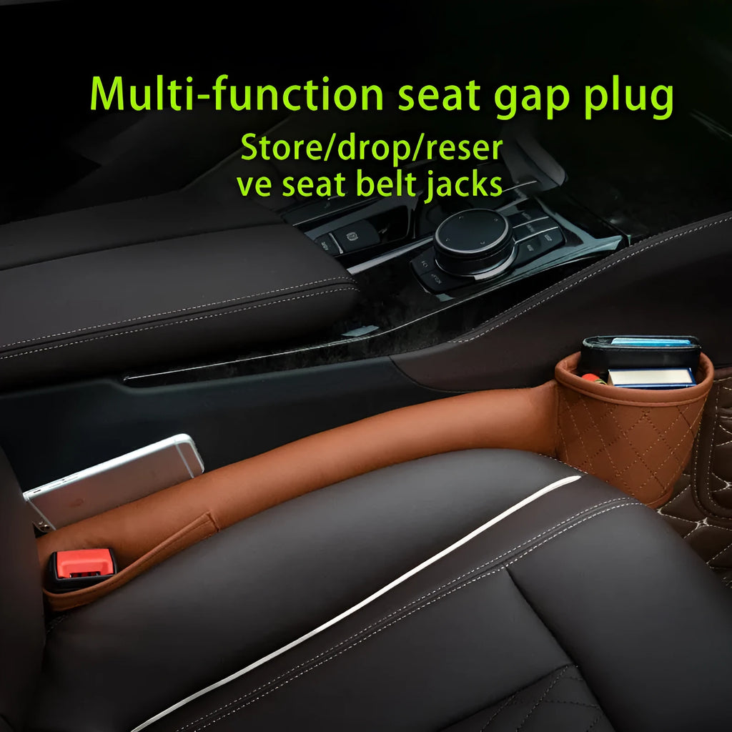 PU leather car seat gap storage box 55cm x 10.8cm x 8.8cm in beige, black, brown, coffee, grey, or red and black