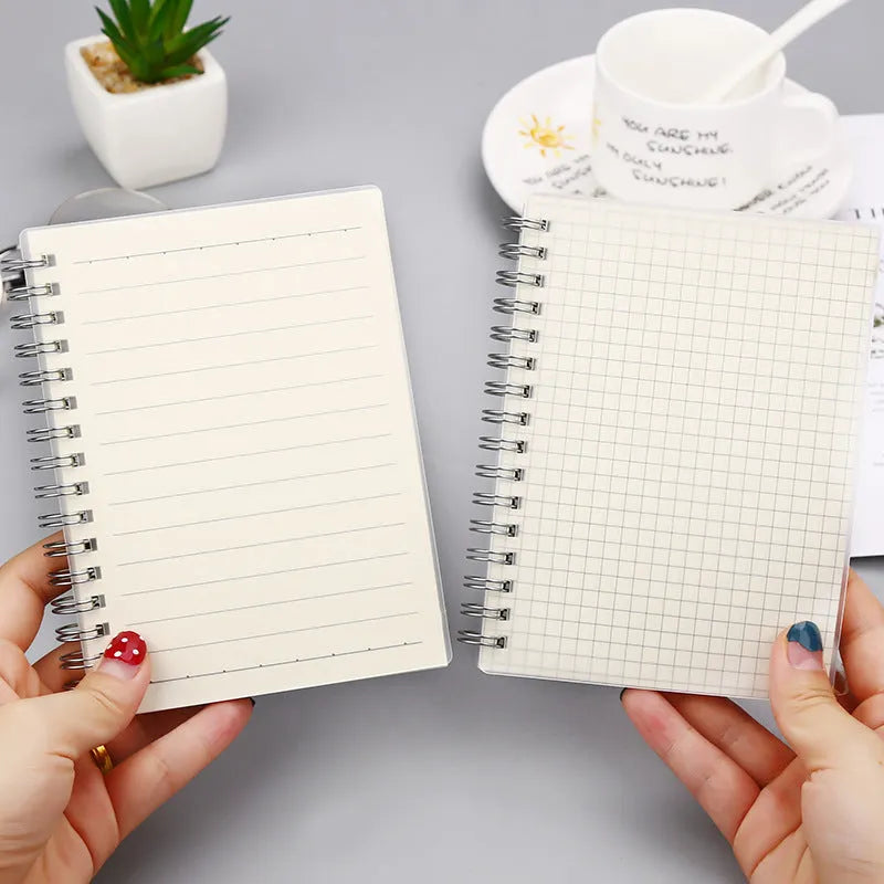 Creative coil notebook showing horizontal line, grid, and dot matrix rulings in A5 and B5 sizes