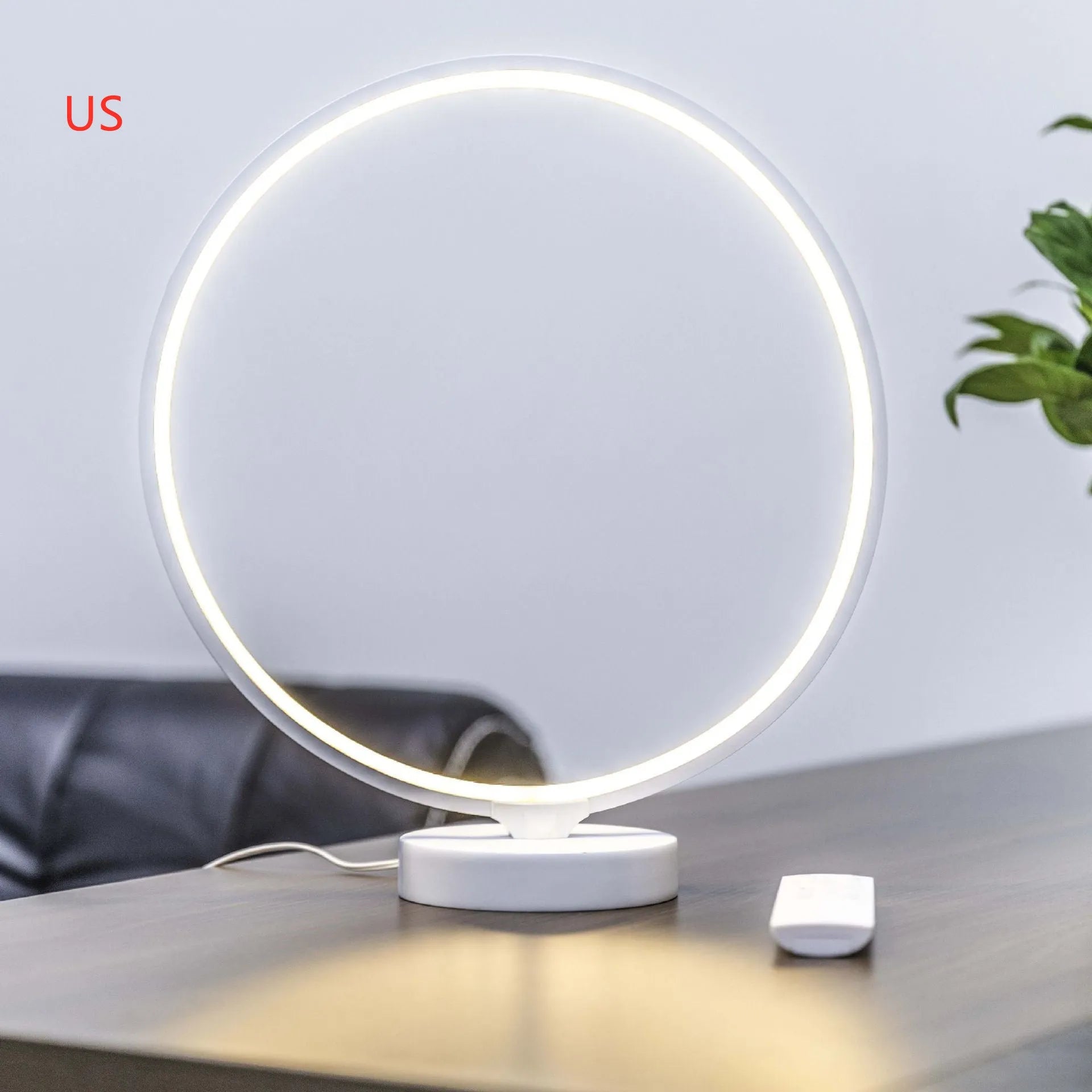 White Full Moon Lamp with remote control showing colour changing and warm white lighting modes