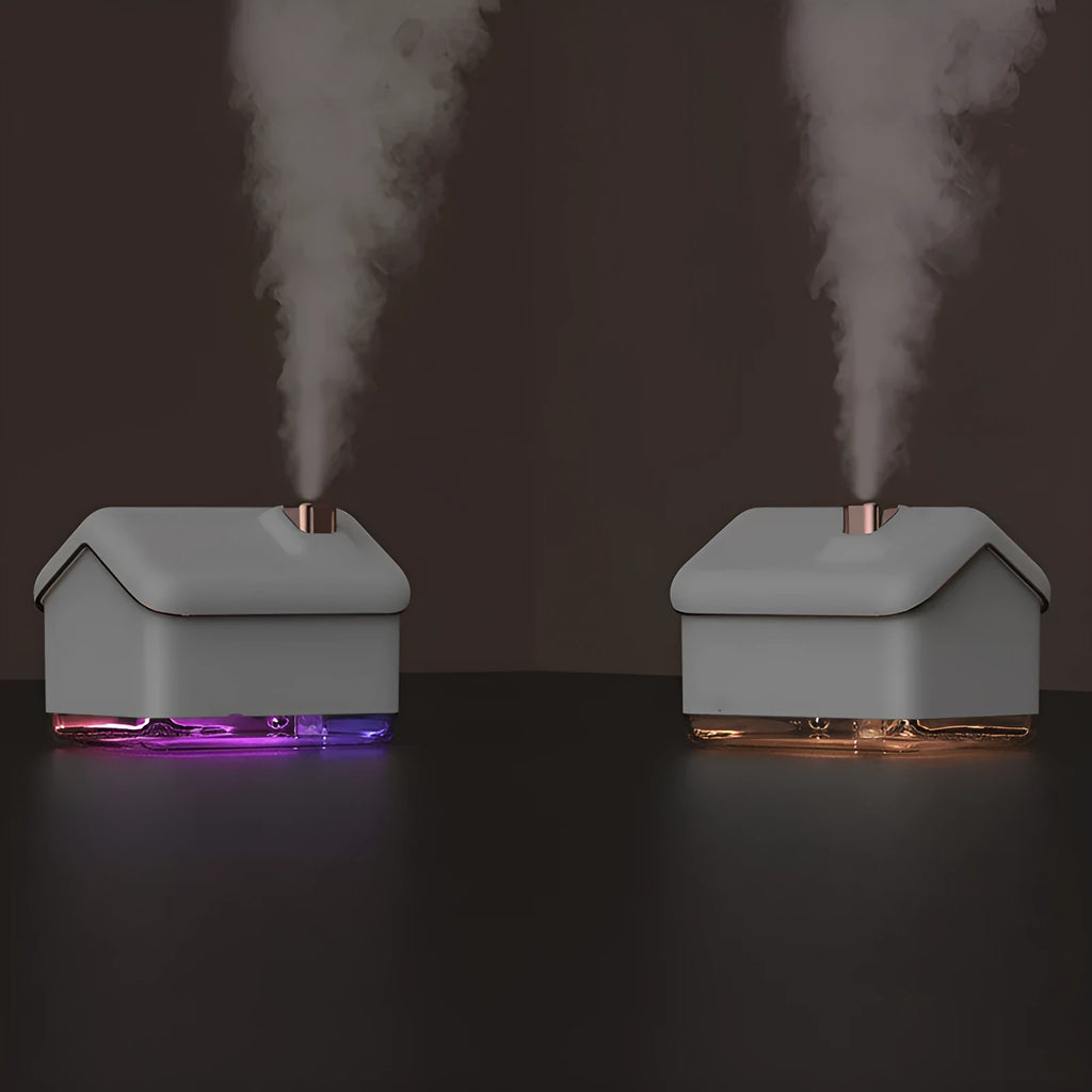 White igloo-shaped ultrasonic humidifier and essential oil diffuser with LED lights and 300ml water tank