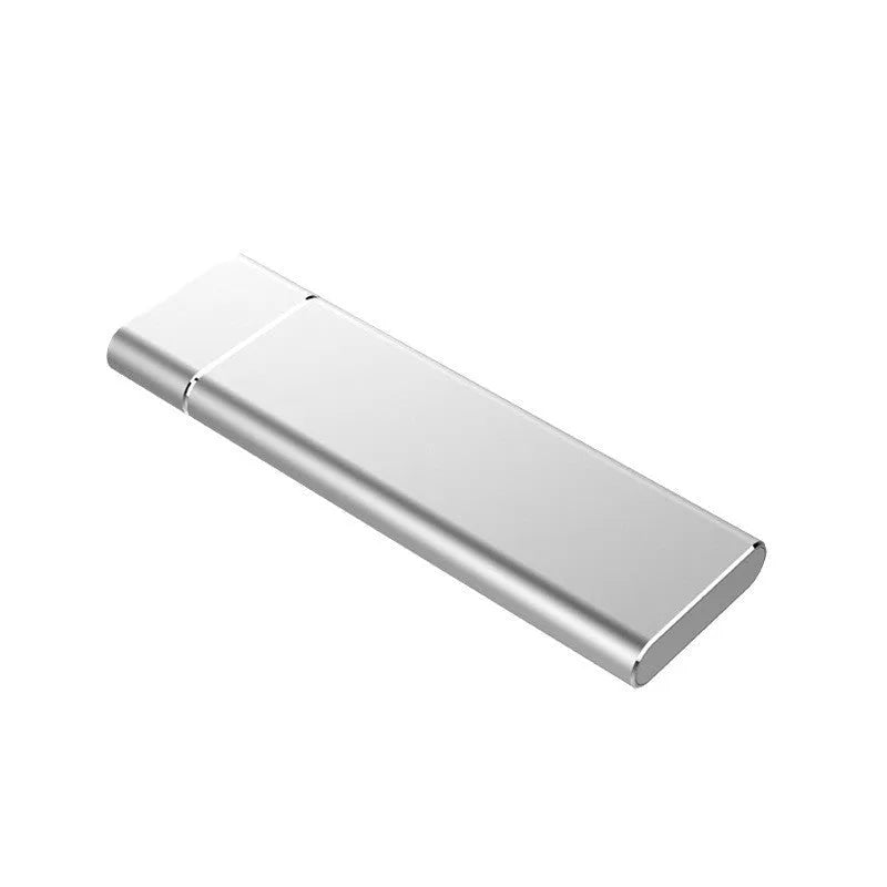 Silver M.2 NGFF to USB 3.1 SSD enclosure in solid aluminium alloy with data line and screwdriver