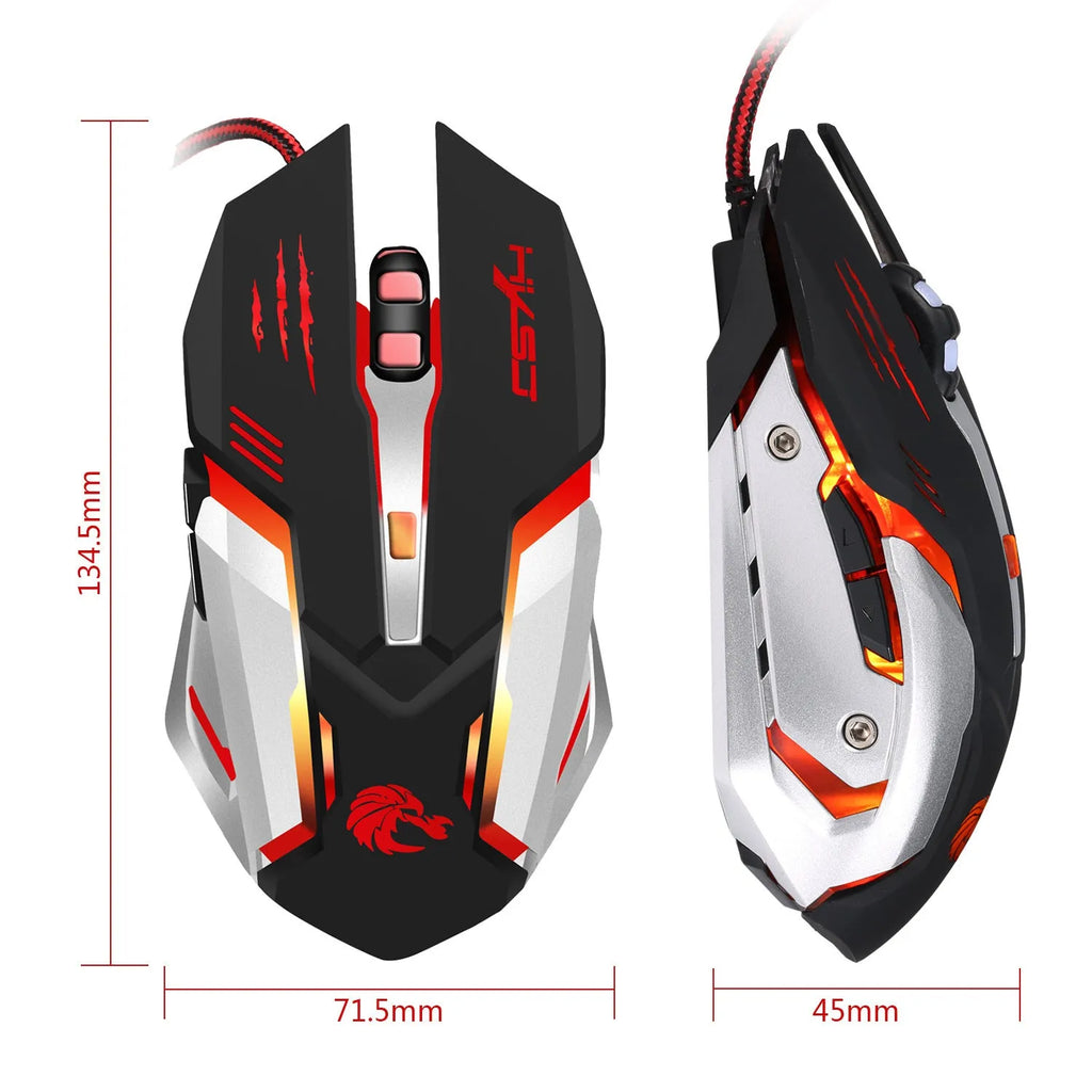 S100 wired gaming mouse with matte black finish, six buttons, and four-way scroll wheel