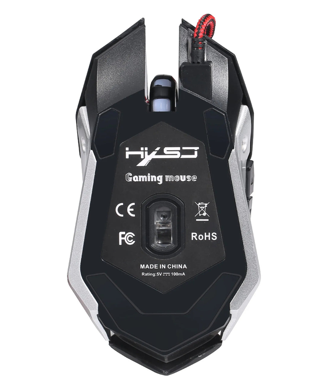 S100 wired gaming mouse with matte black finish, six buttons, and four-way scroll wheel