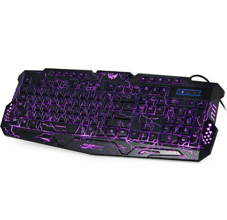 Wired gaming keyboard with tri-colour backlight and luminous mouse, Russian layout, 108 keys