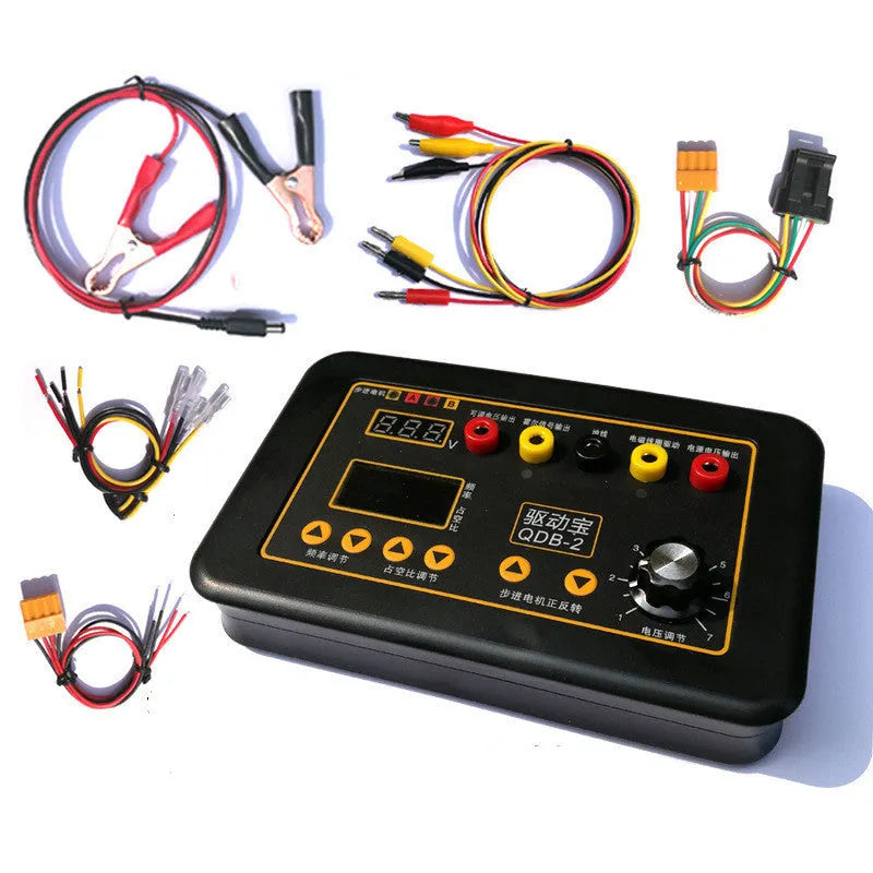 Black ABS car fault diagnosis instrument for ignition coil, injector, and solenoid valve testing on 12V systems.