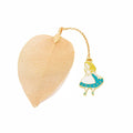 KC alloy leaf-shaped bookmark with Alice, rabbit, or clock charm designs