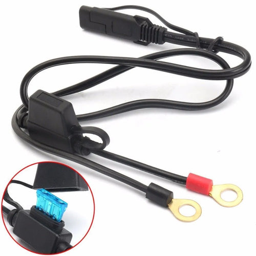 12V motorcycle battery charging cable 18AWG 6cm long black red blue SAE connector