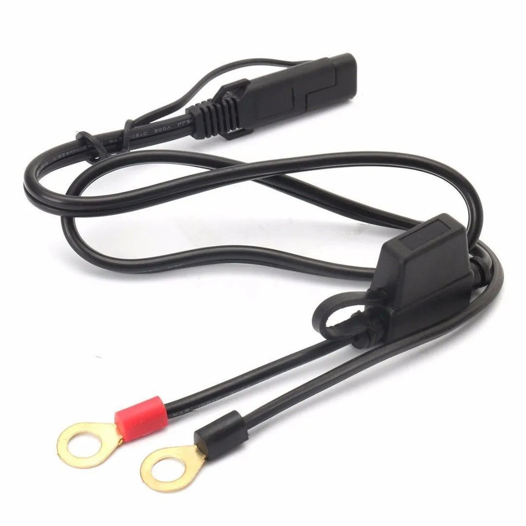 12V motorcycle battery charging cable 18AWG 6cm long black red blue SAE connector
