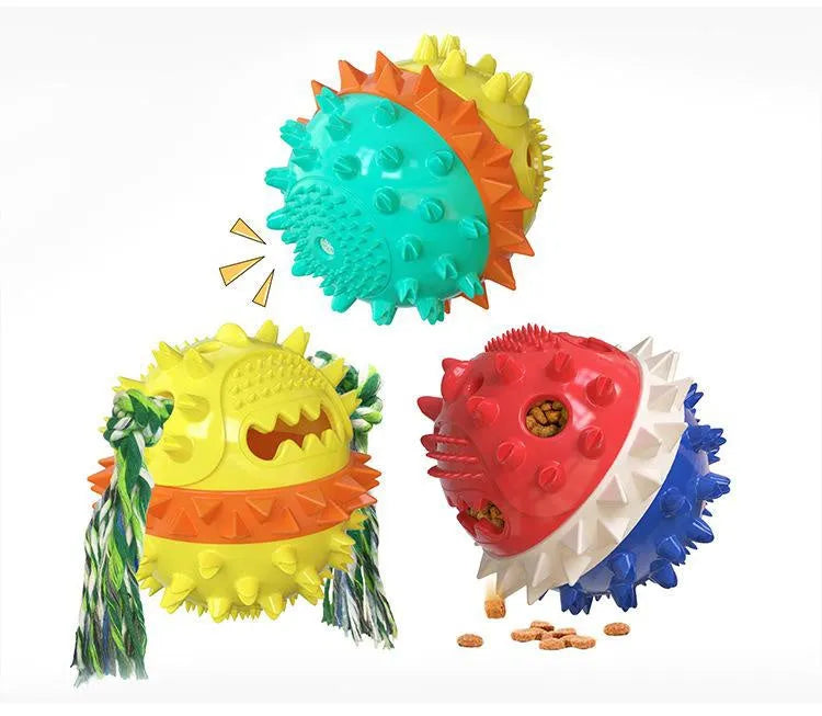 TPR puppy molar stick vocal dog toy, 200g, shown in Lake Blue, Bright Yellow, and American Blue