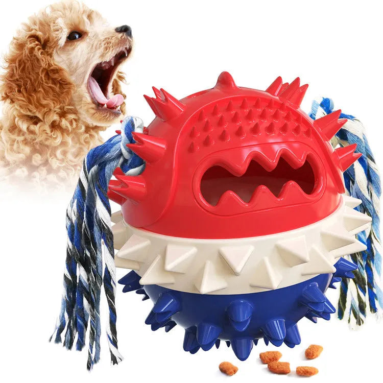 TPR puppy molar stick vocal dog toy, 200g, shown in Lake Blue, Bright Yellow, and American Blue