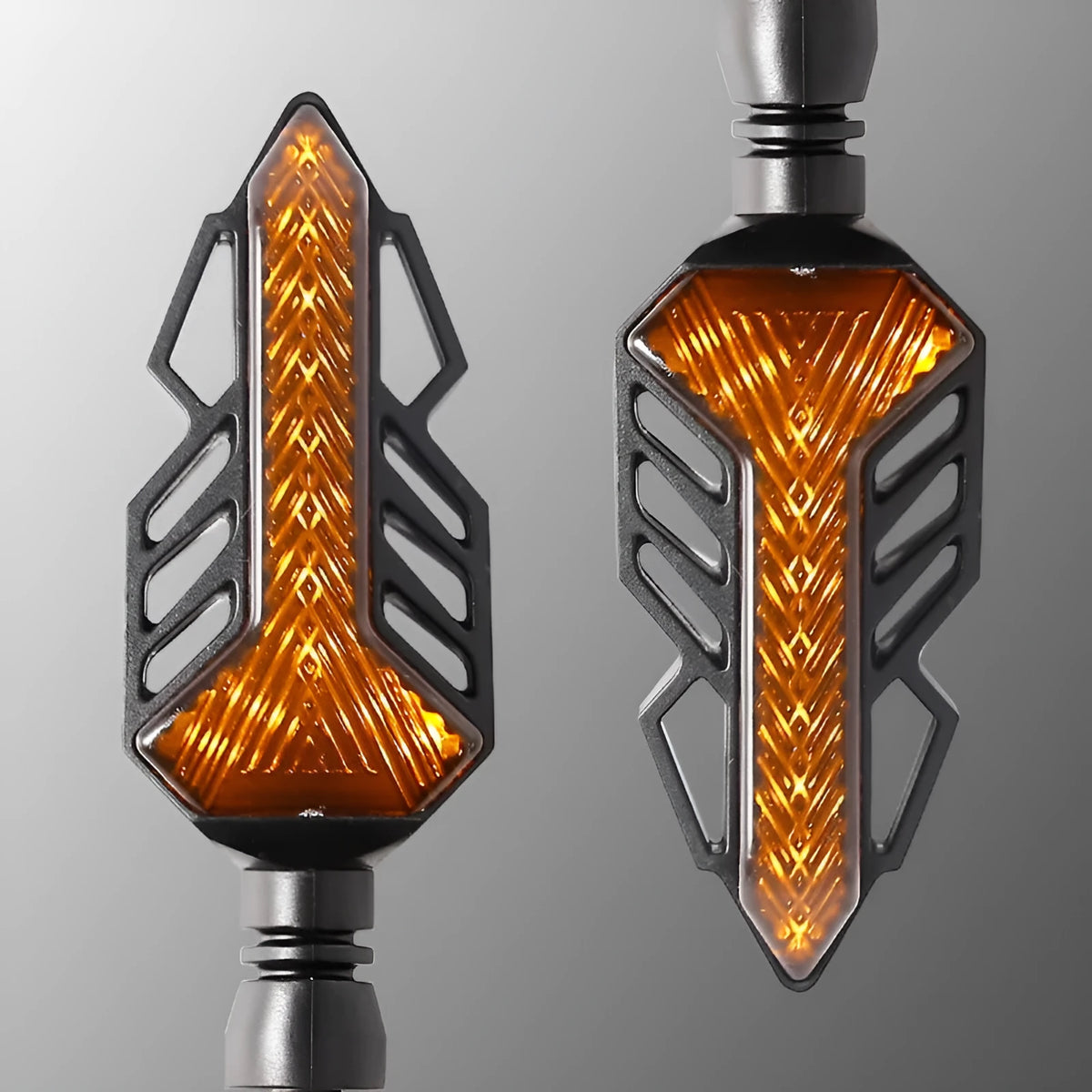 Pair of yellow running water turn signal lights with ABS and acrylic construction for motorcycles and off-road vehicles