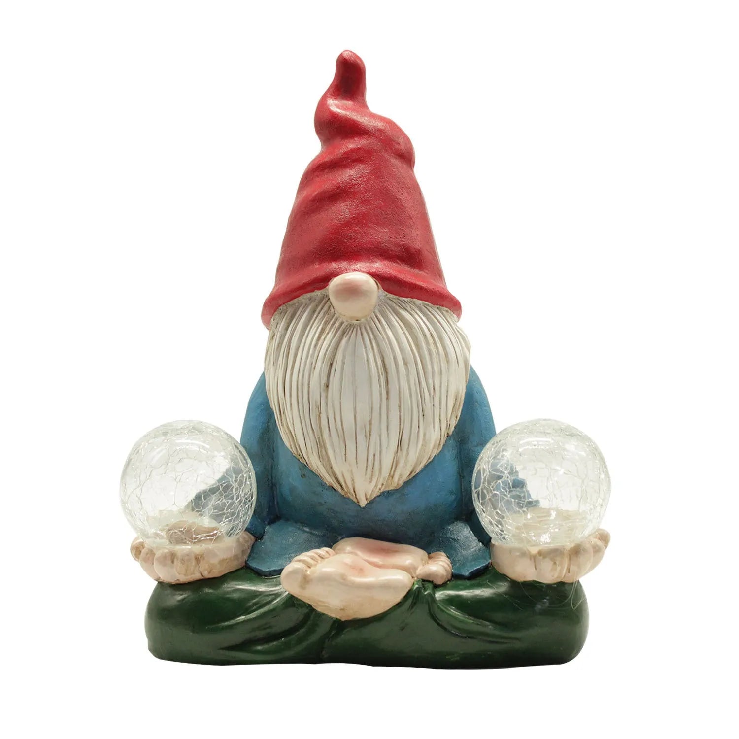 Solar LED resin dwarf garden ornament with faceless old man design measuring 27x20cm