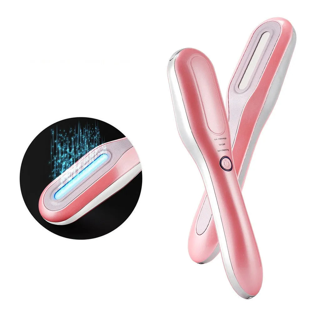 Pink ABS plasma beauty instrument with 1800mAh battery for home cleansing and acne rejuvenation.
