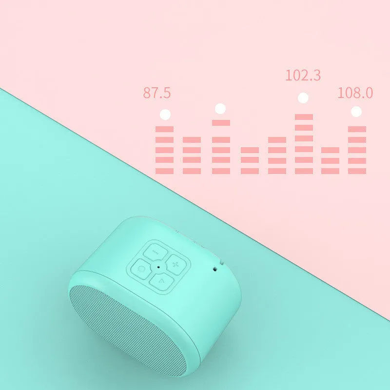 Mini Macaron Bluetooth speaker in white with compact design and built-in diaphragm for sound
