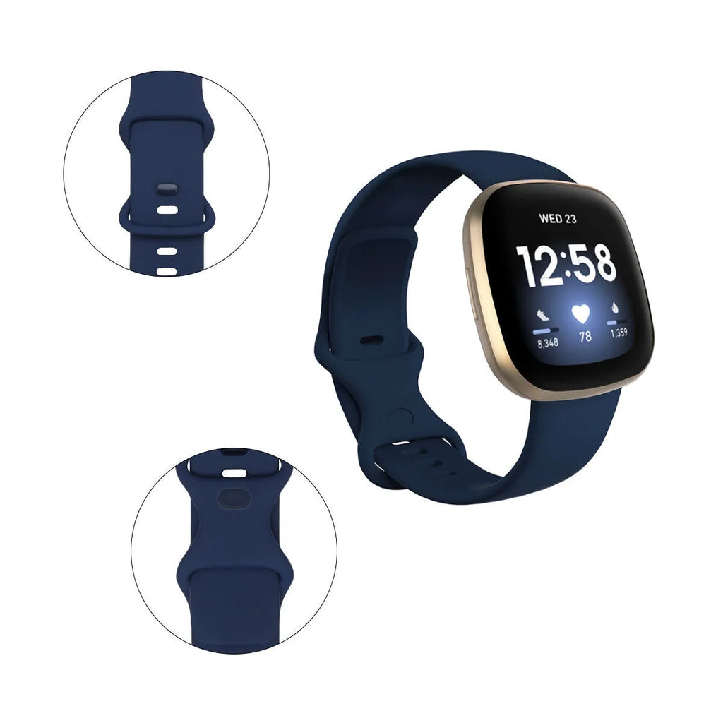 Fitbit Versa 3 TPU silicone replacement strap in multiple colours on a white background