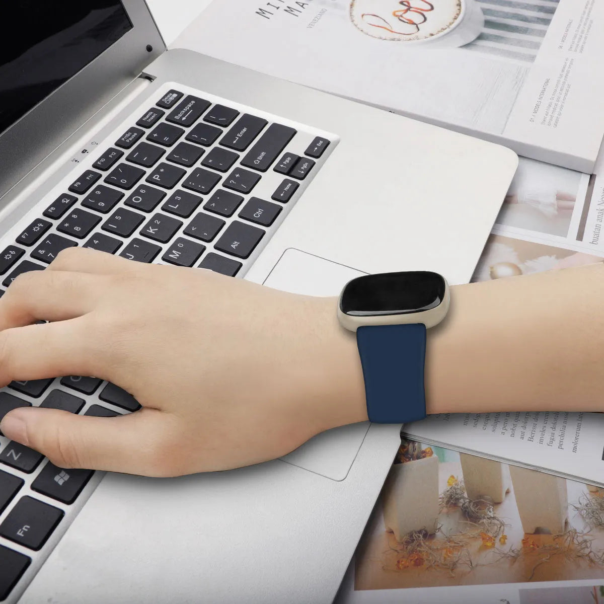 Fitbit Versa 3 TPU silicone replacement strap in multiple colours on a white background