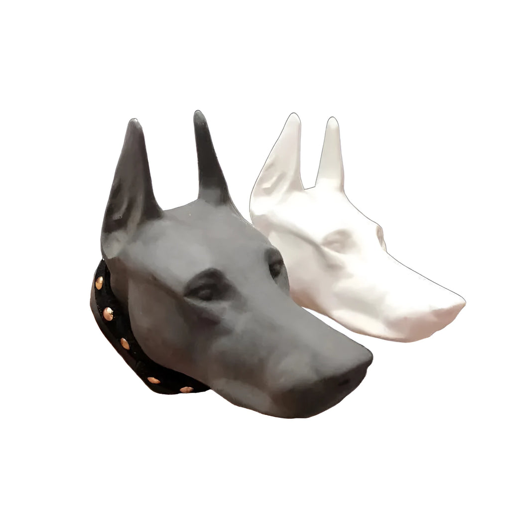 Doberman-shaped car air vent aromatherapy diffuser stone in black colour with clip attachment on car dashboard