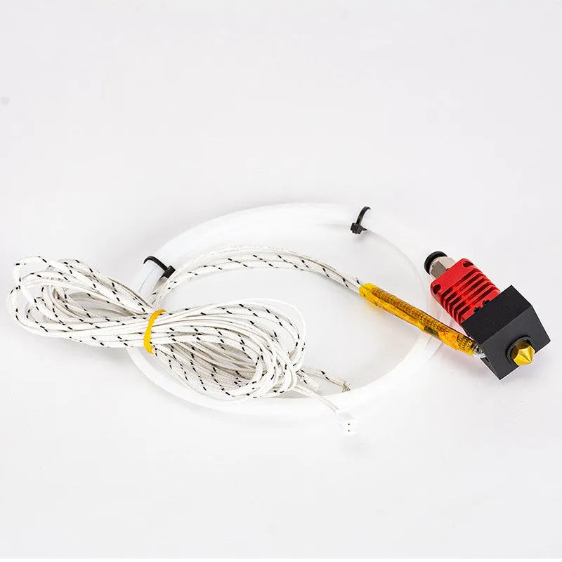 Red MK10 extruder kit with silicone heater block, 0.4mm nozzle, and holder for 24V 3D printers