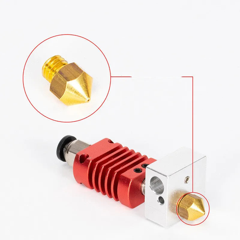 Red MK10 extruder kit with silicone heater block, 0.4mm nozzle, and holder for 24V 3D printers