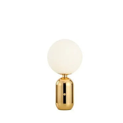 Modern creative bedside ball table lamp with metal holder in white finish