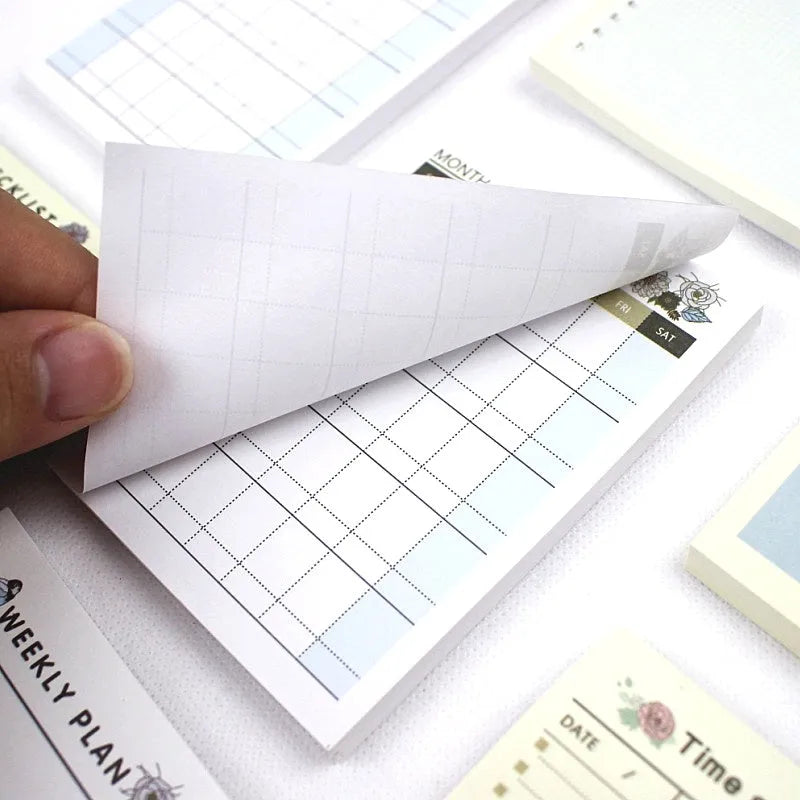 A5 work plan diary notebook showing four cover design options for weekly monthly planning