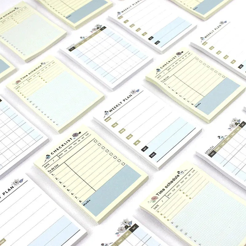 A5 work plan diary notebook showing four cover design options for weekly monthly planning