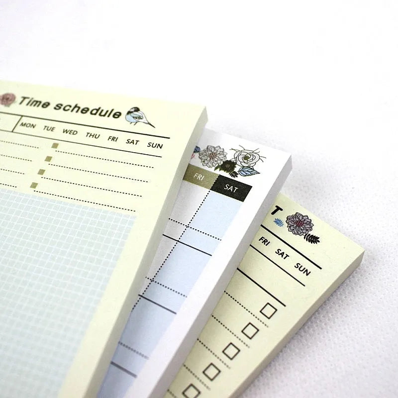 A5 work plan diary notebook showing four cover design options for weekly monthly planning