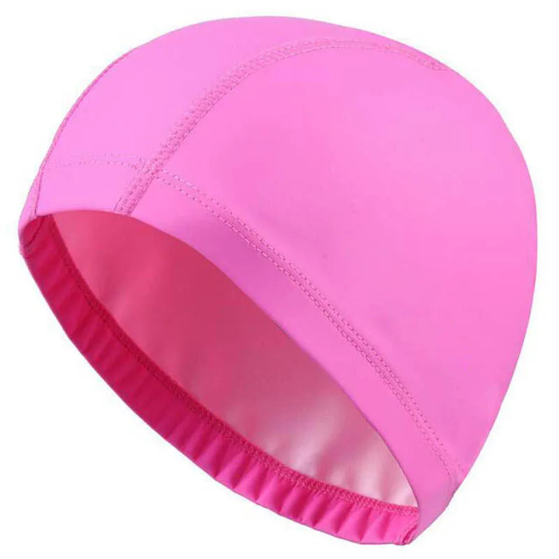 PU coated waterproof swimming cap for adults in 12 colours, long hair ear protection, approximately 60g