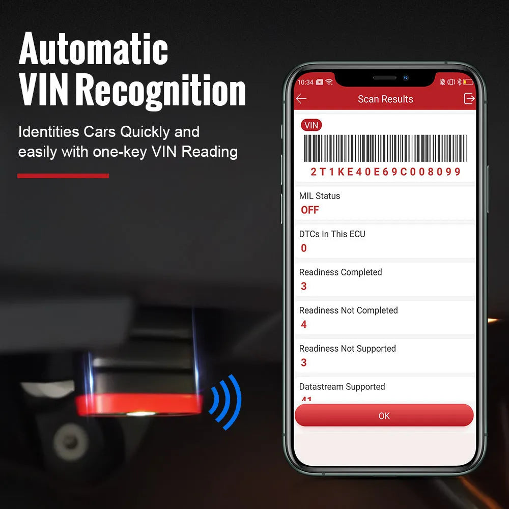 Black red 12V professional full system car diagnostic tool for reading fault codes on a variety of models