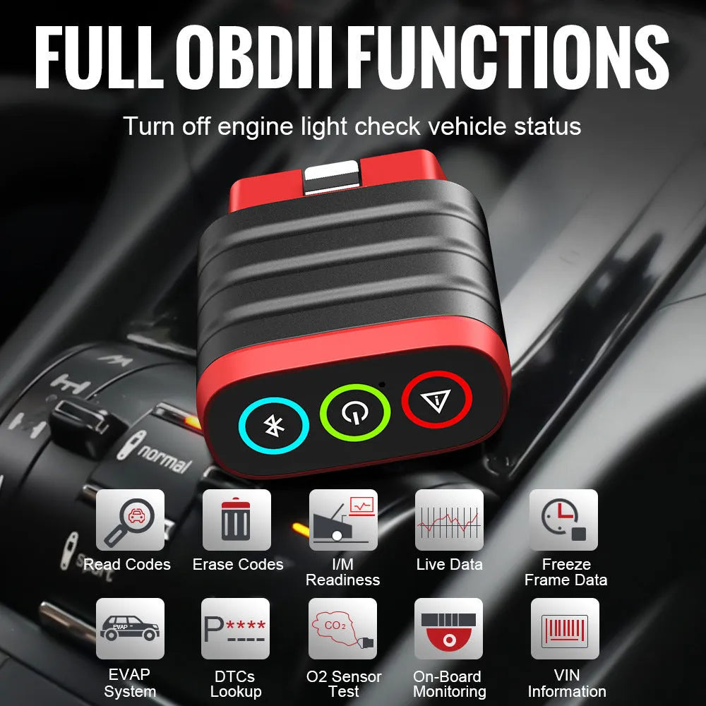 Black red 12V professional full system car diagnostic tool for reading fault codes on a variety of models