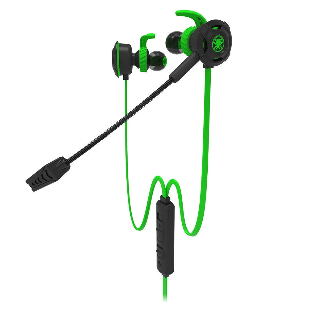In-ear wired gaming headset with silicone earplugs and 3.5mm cable in black colour