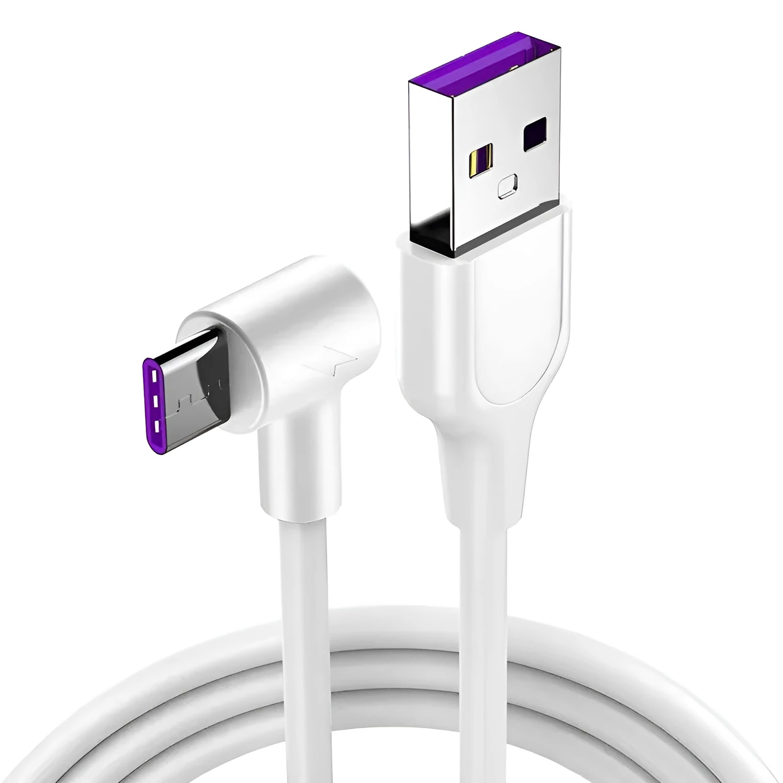 Black elbow Type-C charging cable for Android phones showing angled connector design