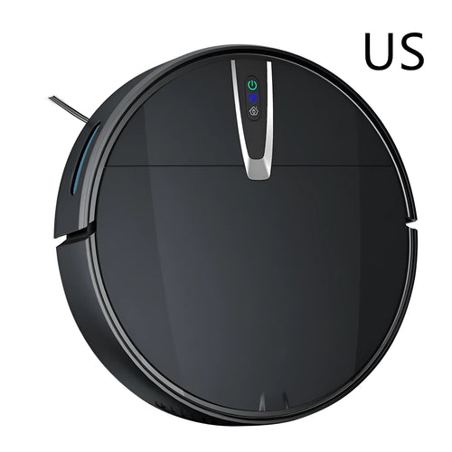 Black and white robotic floor cleaner with charging base and remote control