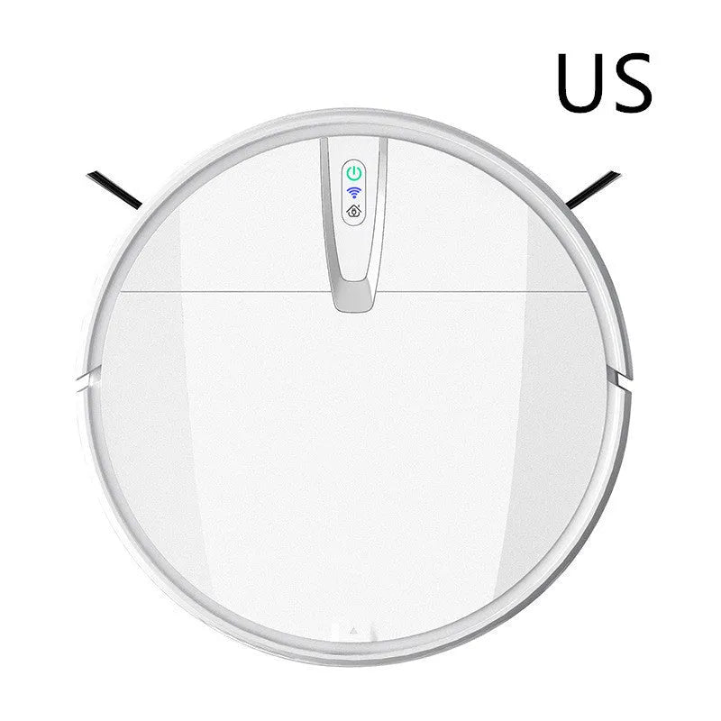 Black and white robotic floor cleaner with charging base and remote control