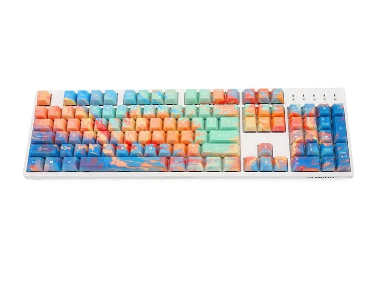 Five-sided sublimation sunset keycap in OEM profile with colourful finish for mechanical keyboard customisation.