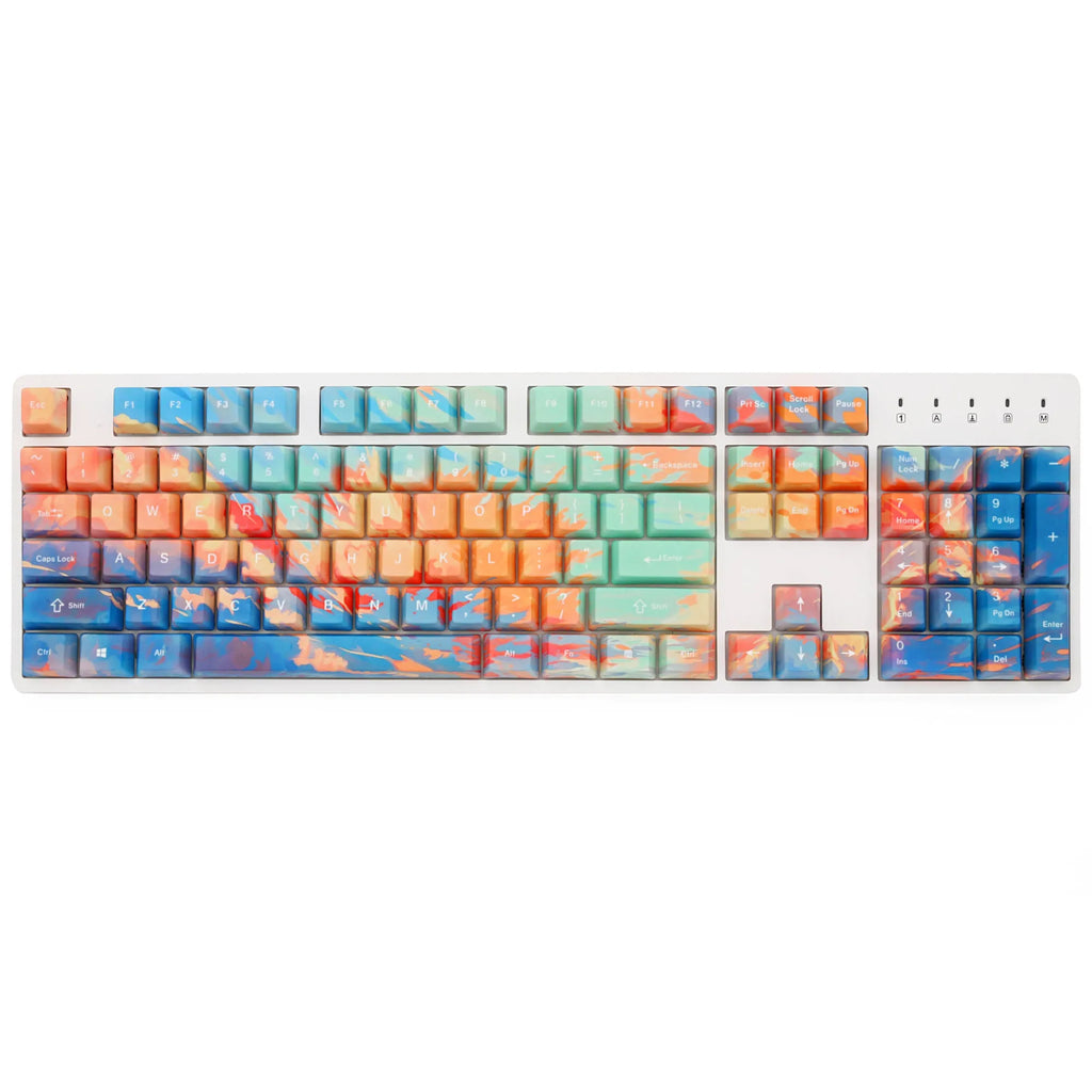 Five-sided sublimation sunset keycap in OEM profile with colourful finish for mechanical keyboard customisation.