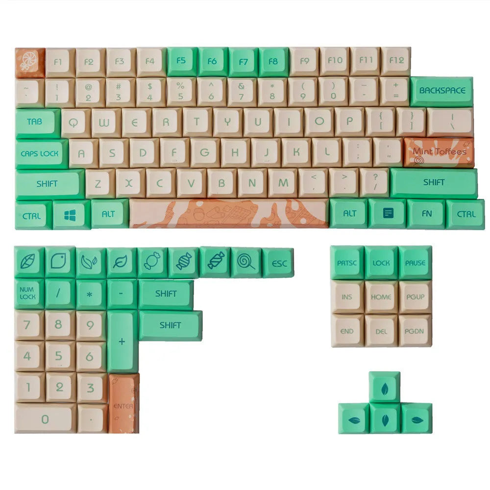 Mint Toffee green DSA profile mechanical keyboard keycaps for XDA104 layout