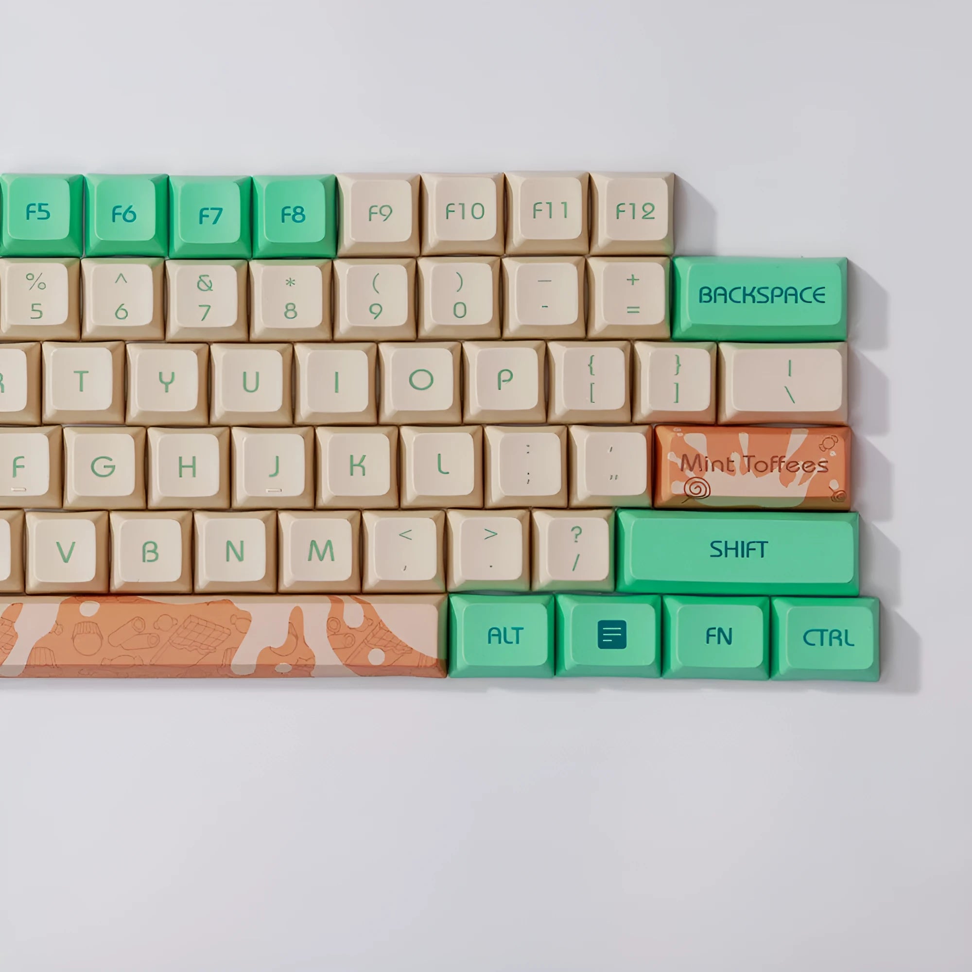 Mint Toffee green DSA profile mechanical keyboard keycaps for XDA104 layout