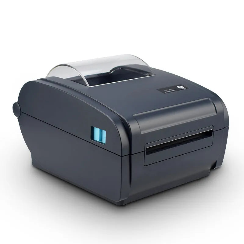 ZJ-9210 direct thermal label printer in black with USB cable, compact desk design