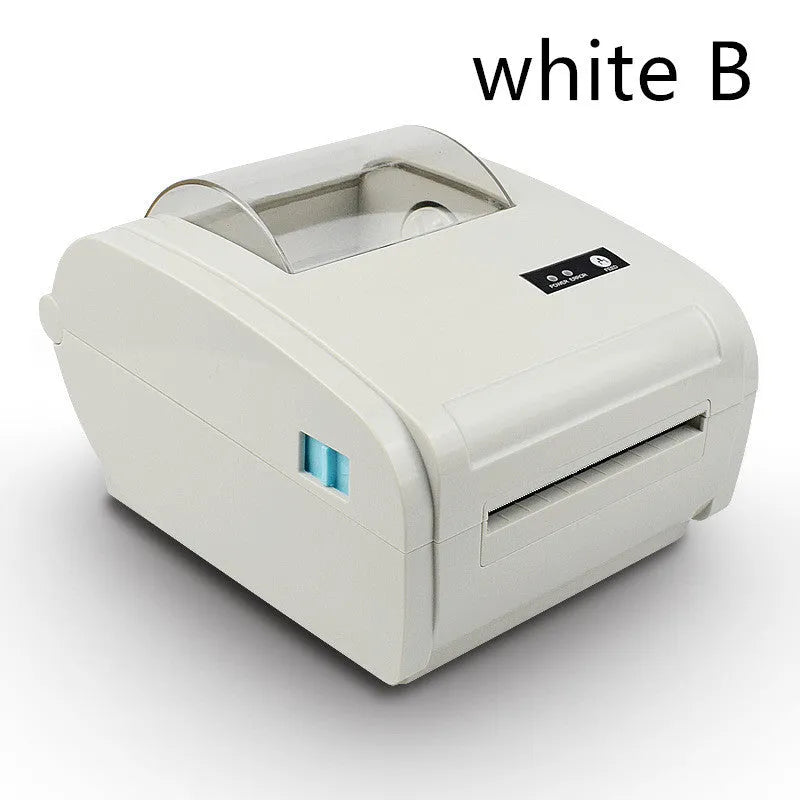 ZJ-9210 direct thermal label printer in black with USB cable, compact desk design