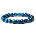 Tiger Eye Lapis Lazuli bracelet single circle 8mm beads 21cm length Royal Blue polished finish
