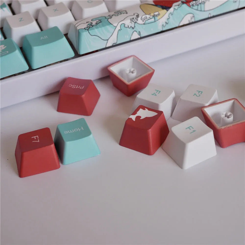 Coral Sea 108-key keycap set for mechanical keyboard with Japanese radical style