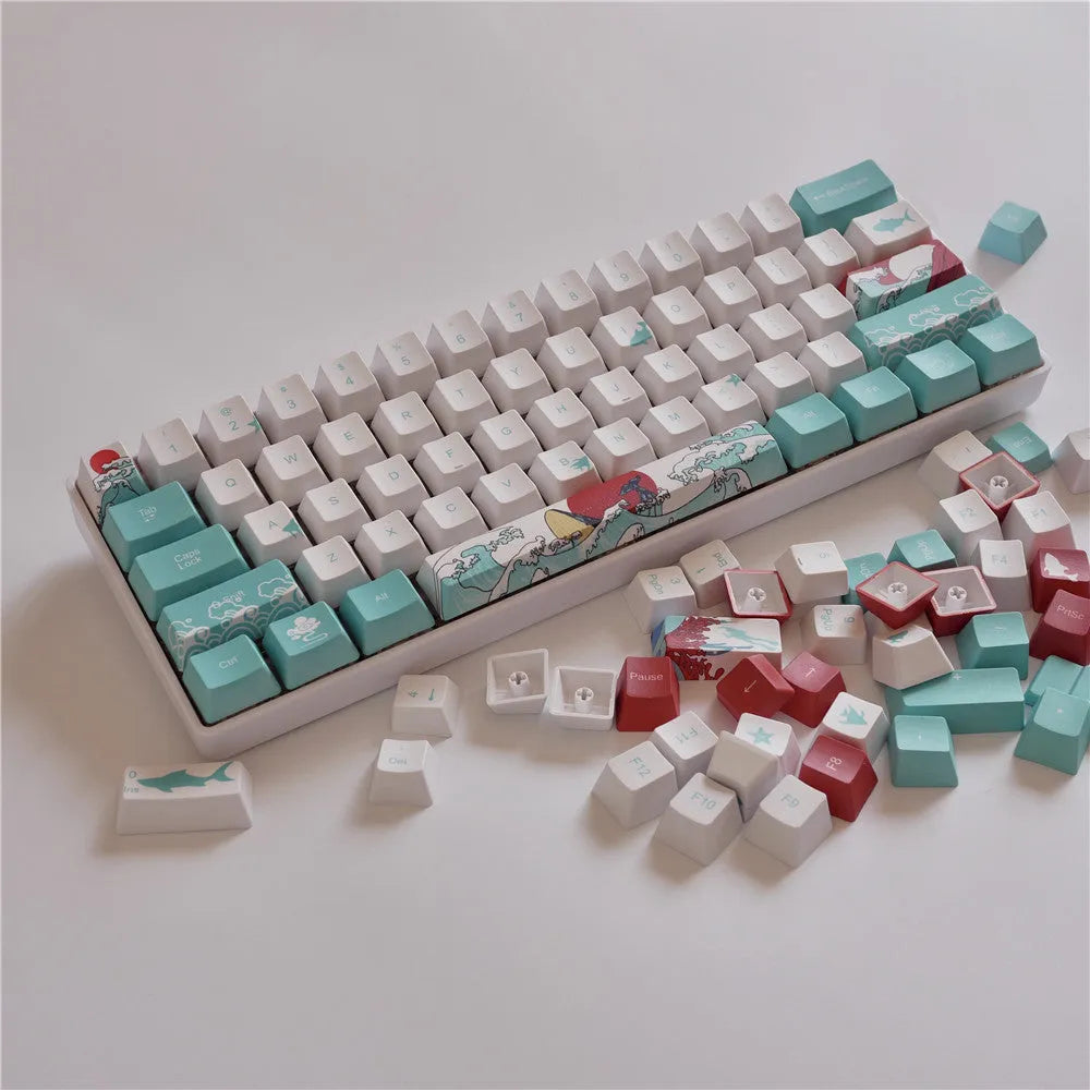 Coral Sea 108-key keycap set for mechanical keyboard with Japanese radical style